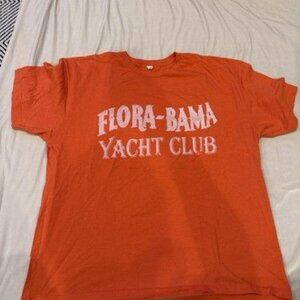VINTAGE Flora Bama Yacht Club Party Beach Shirt Adult XL Orange Soft Cotton Blen